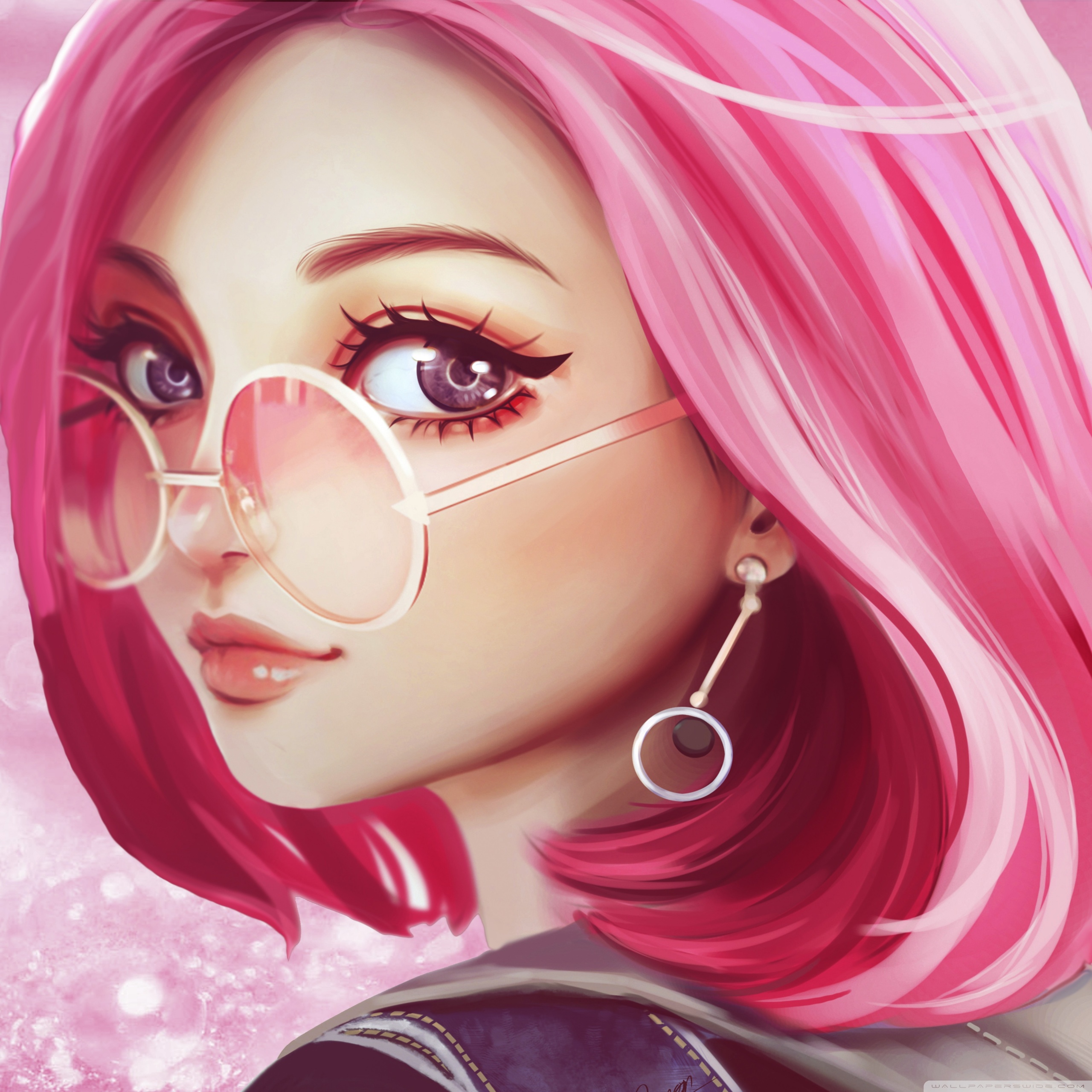 Tablet 1 - - Pink Hair Girl Art , HD Wallpaper & Backgrounds