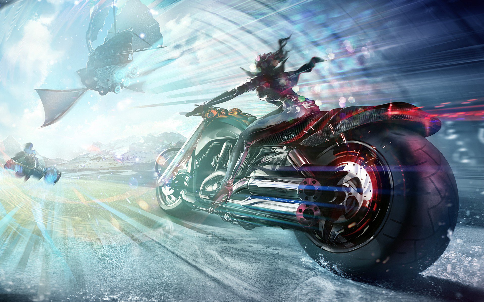 Fantasy Girl Bike - Concept High Fantasy Art , HD Wallpaper & Backgrounds