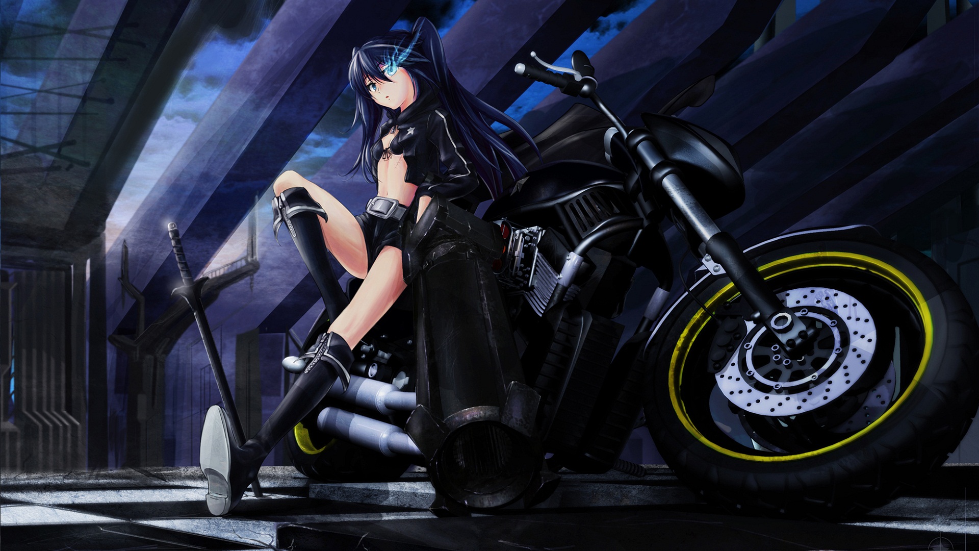 Girls On Bike Wallpaper - Black Rock Shooter Bike , HD Wallpaper & Backgrounds