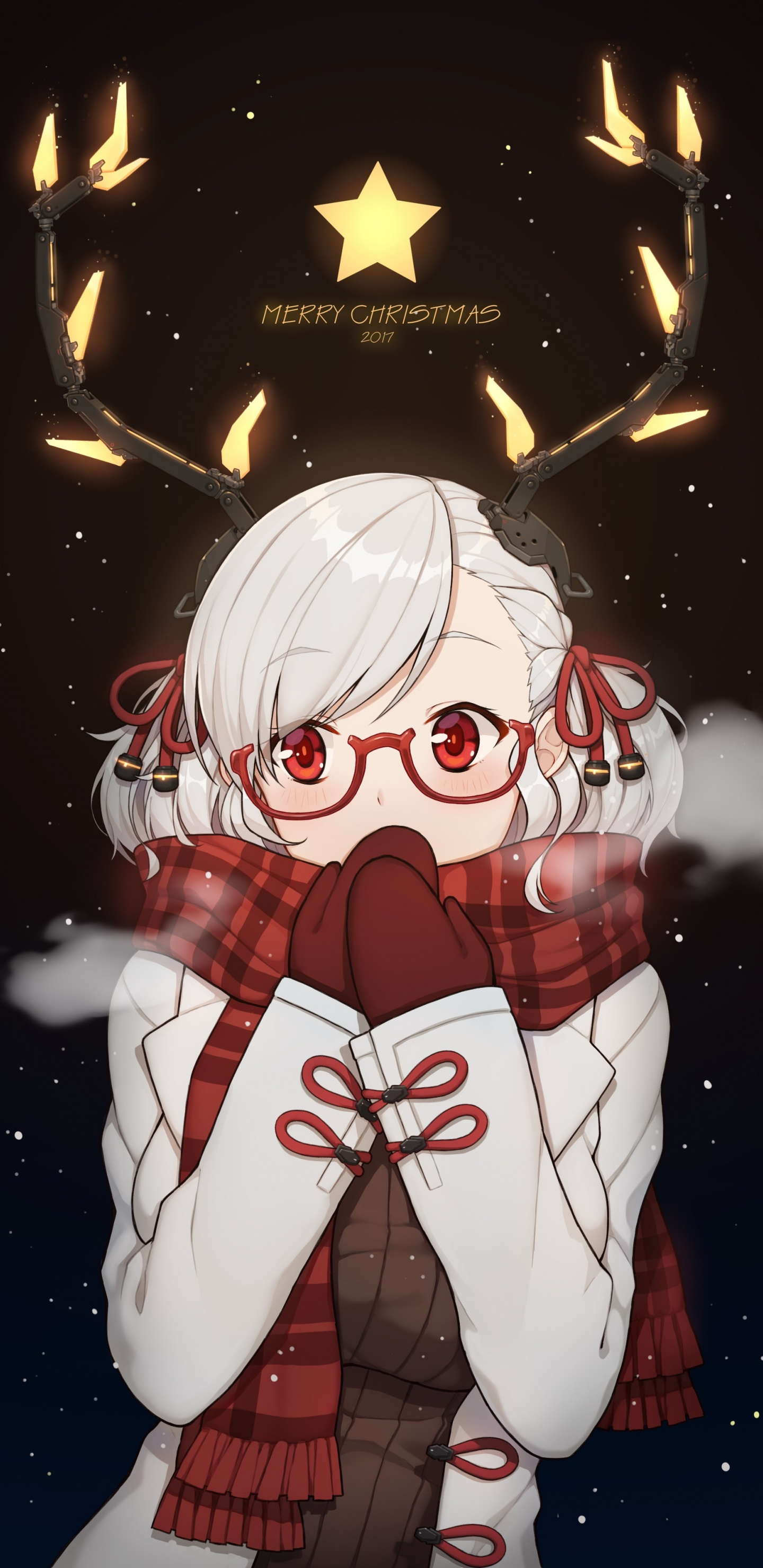 Christmas, Horns Girl, Anime, Original, Wallpaper - Anime Background Christmas Hd , HD Wallpaper & Backgrounds