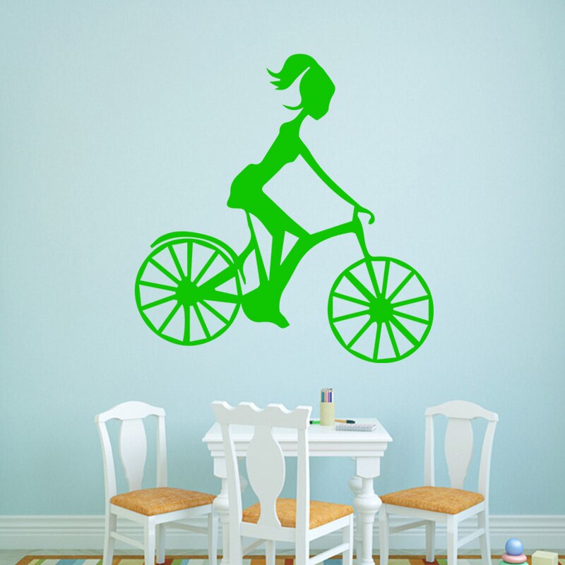 Diy Waterproof And Removable Creative Sports Girl Riding - Wall Stickers For Preschool , HD Wallpaper & Backgrounds