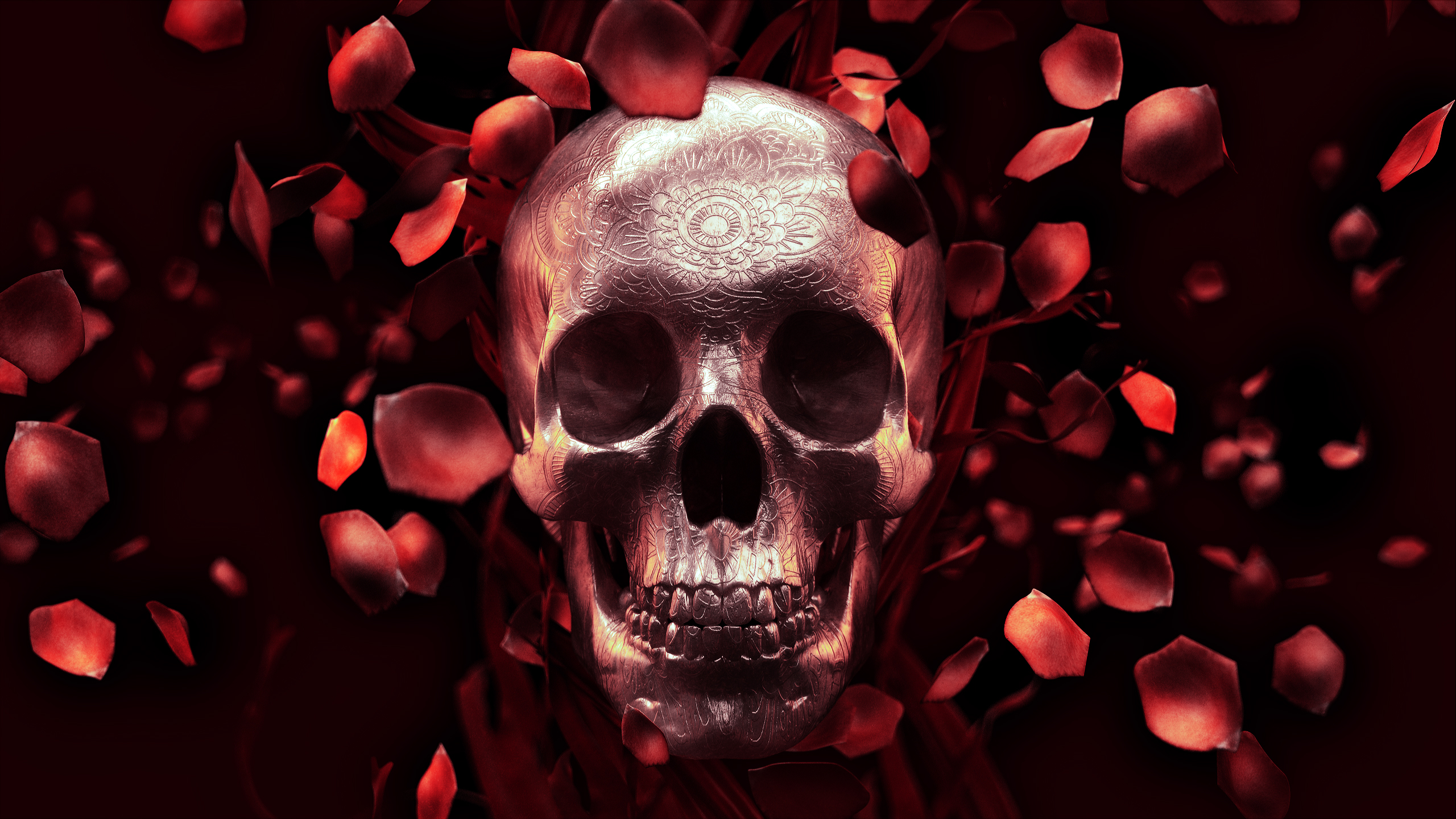 Roses Skull Full , HD Wallpaper & Backgrounds