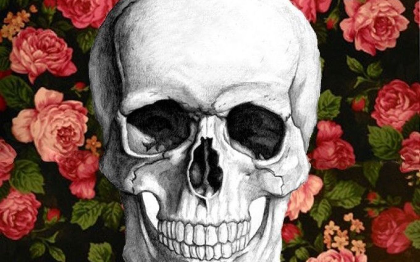 Skull Flowers Wallpaper Pinterest Art Illustrations - Floral Skull Wallpaper Hd , HD Wallpaper & Backgrounds