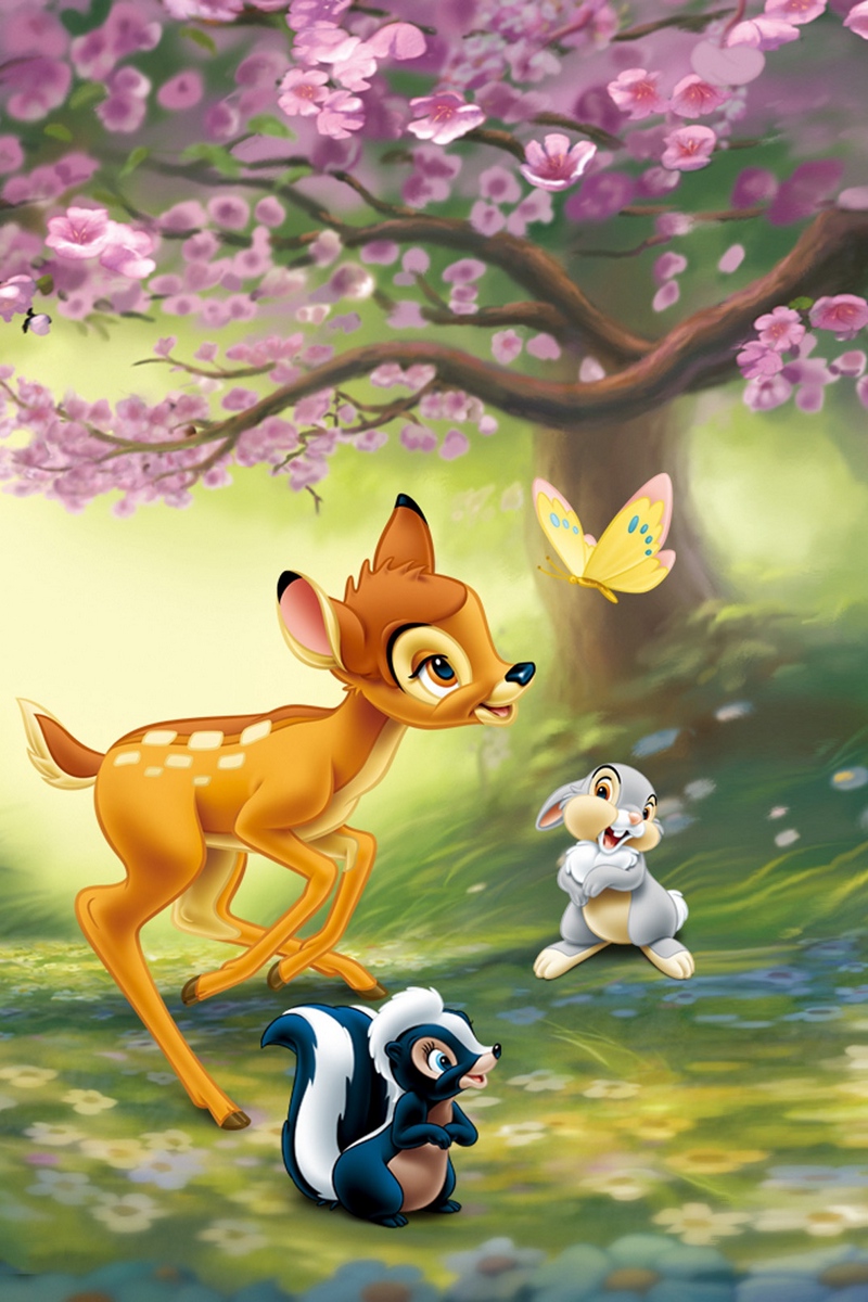 Wallpaper Bambi, 1942, Thumper, Flower, Butterfly, - Bambi Disney , HD Wallpaper & Backgrounds