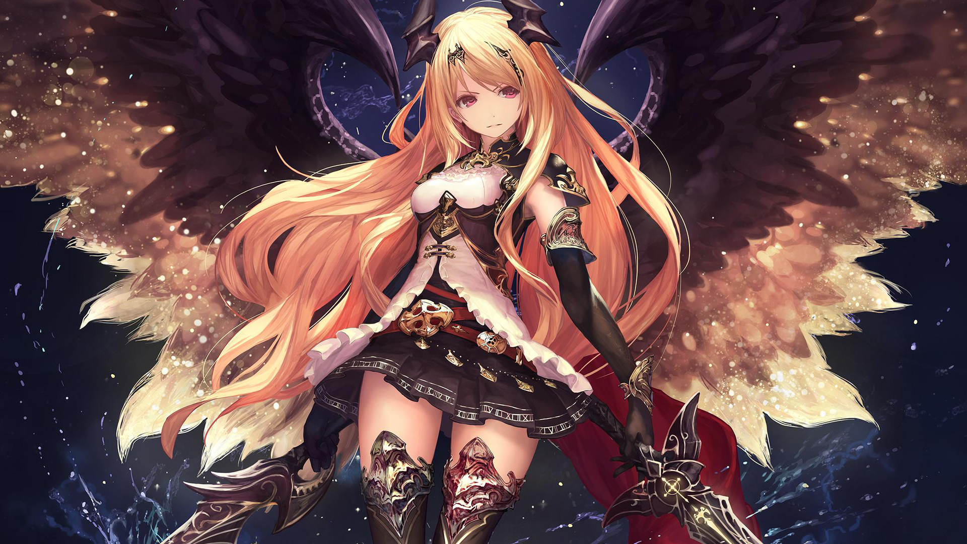 Rage Of Bahamut Hd Wallpaper - Dark Angel Anime Girl , HD Wallpaper & Backgrounds