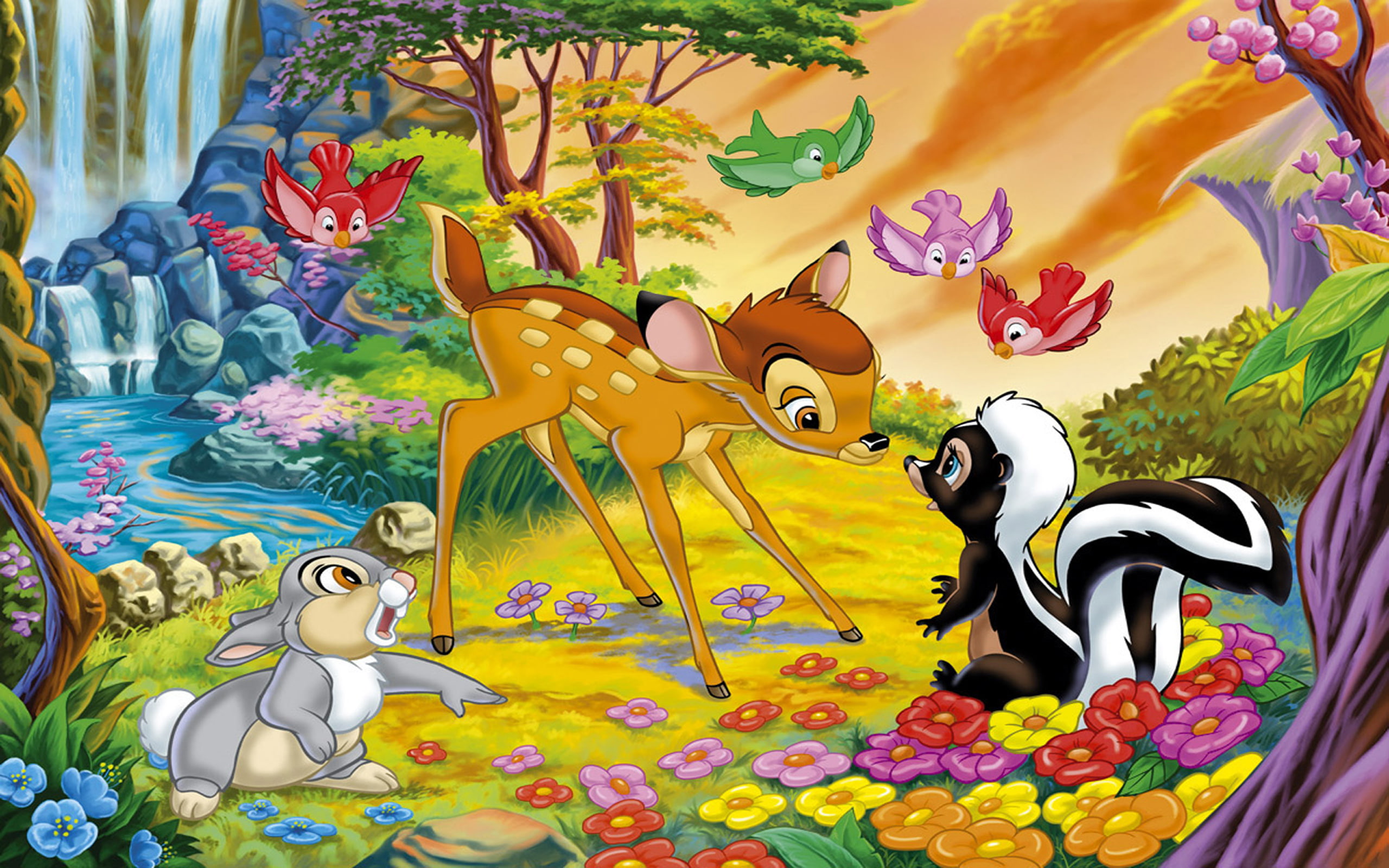 Cartoon Walt Disney Bambi Thumper And Flower Disney - Bambi Puzzle , HD Wallpaper & Backgrounds