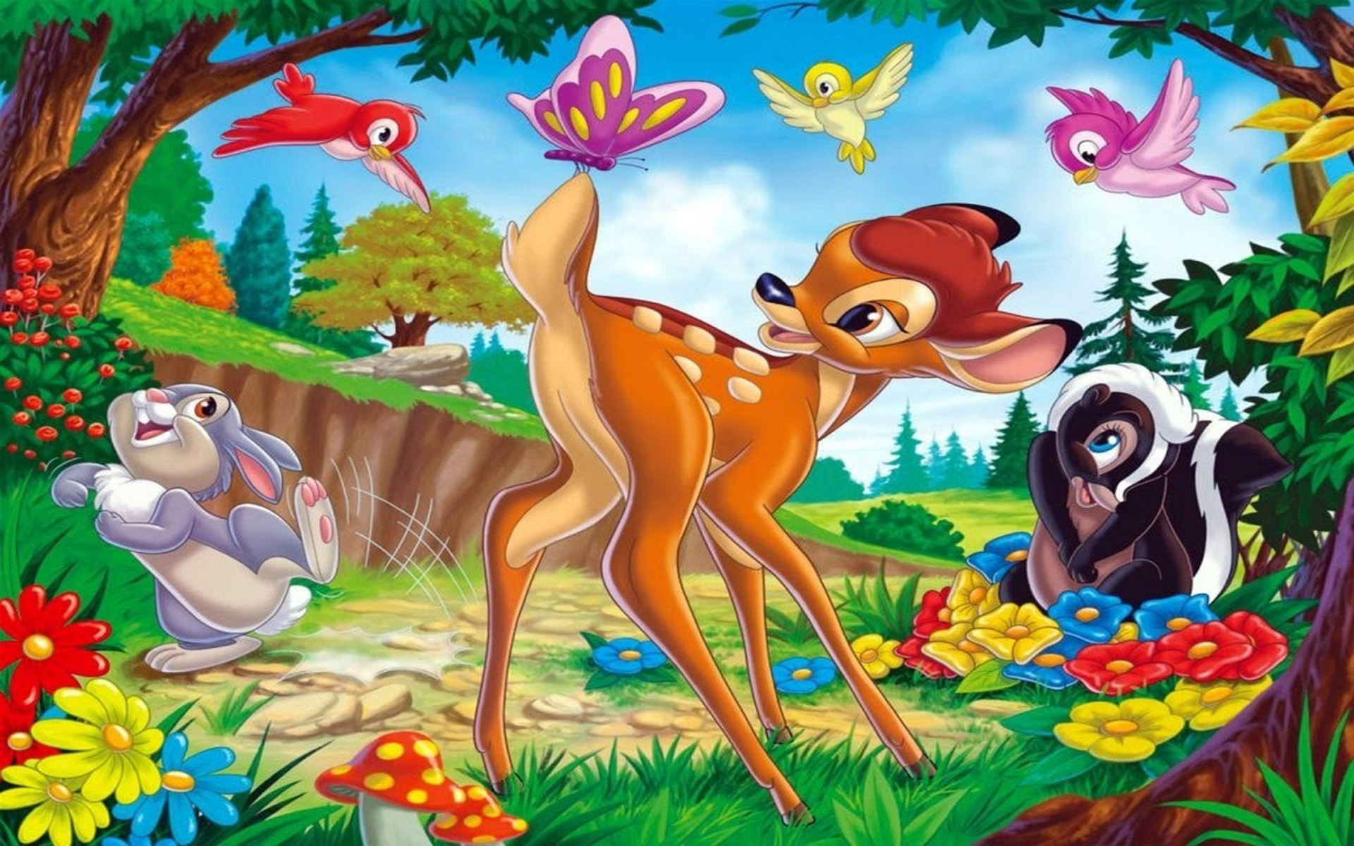 Bambi Flower Thumper Game With Butterflies Cartoon - Bambi Disney , HD Wallpaper & Backgrounds