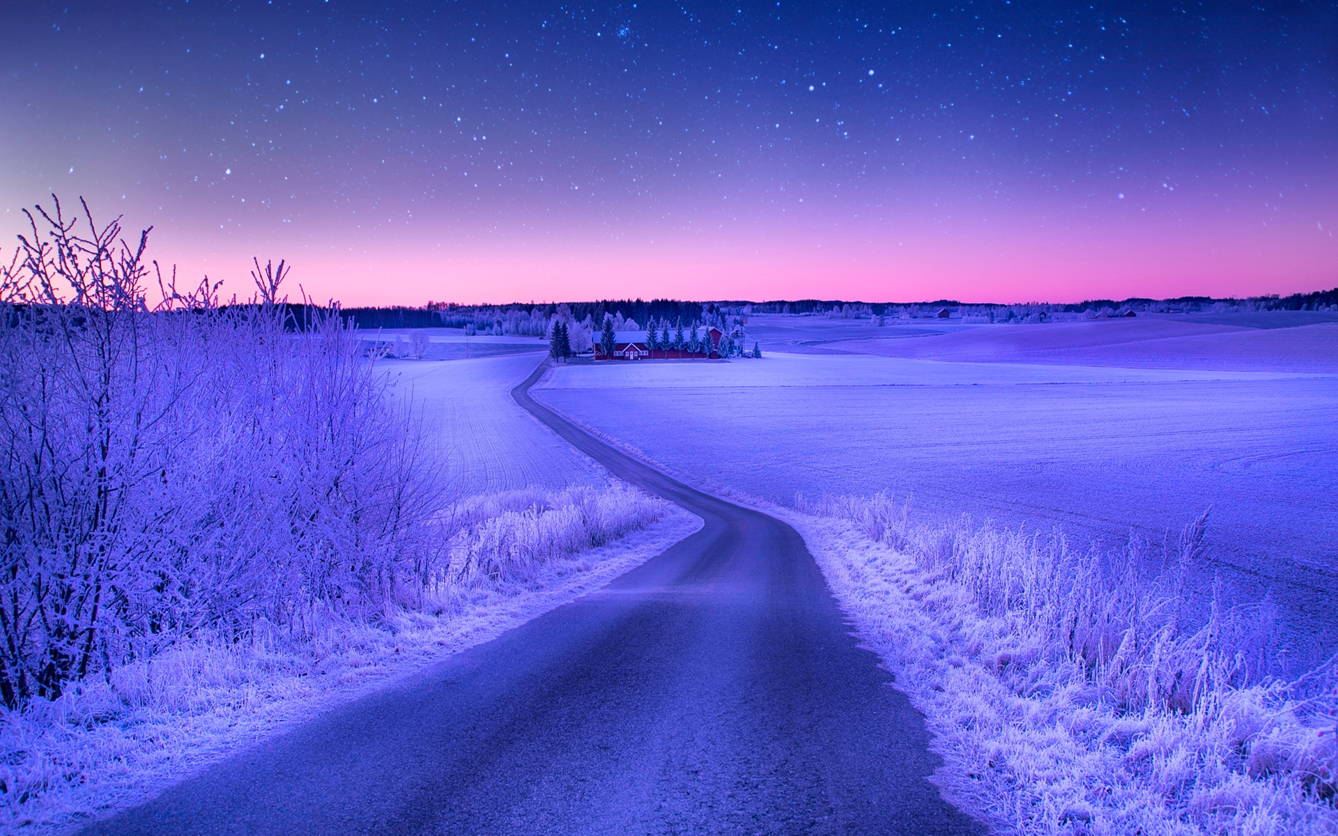 Awesome Winter Road Wallpaper - Winter Evening , HD Wallpaper & Backgrounds