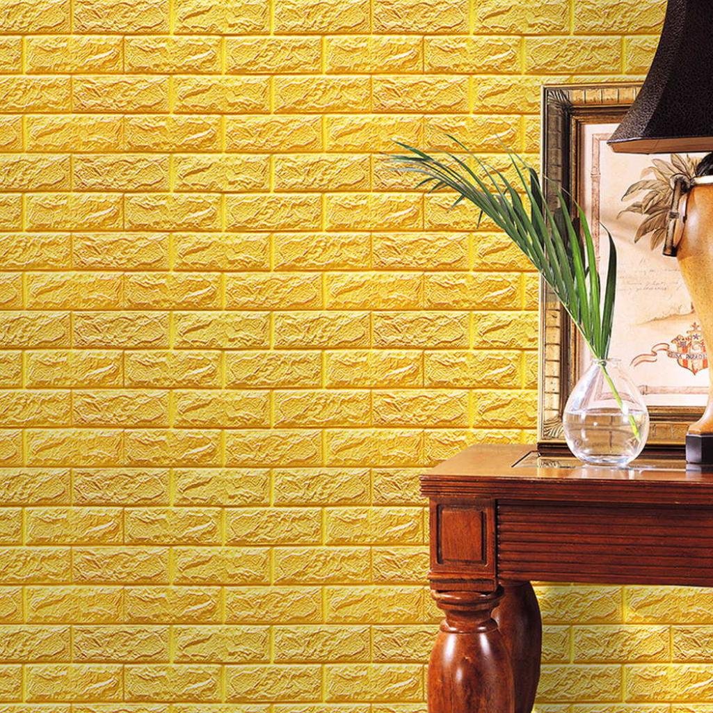 Perman Yellow Brick Wallpaper Tiles Self Adhesive 3d - Yellow Brick Wall , HD Wallpaper & Backgrounds