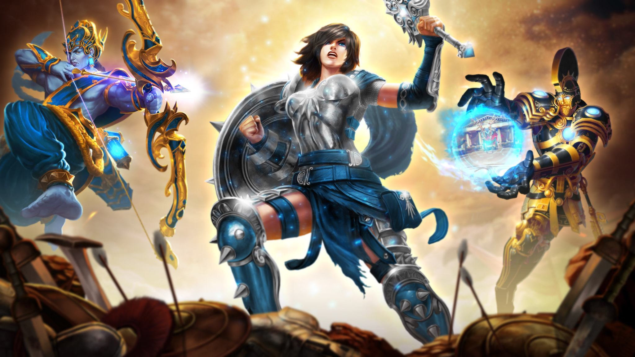 Mastery Of The Gods Wallpaper - Smite Triple Worshippers , HD Wallpaper & Backgrounds