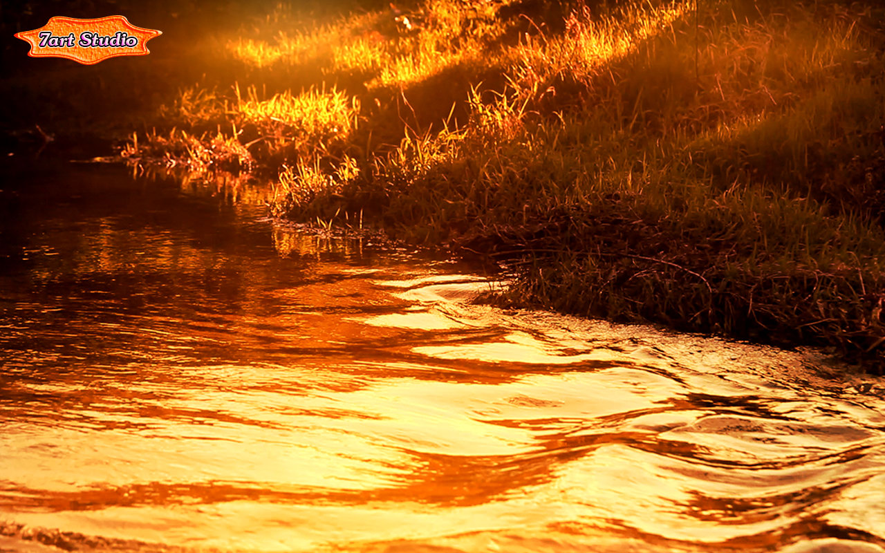 Amazing Autumn Landscape In Sunset Taking The Last - Glitter River , HD Wallpaper & Backgrounds