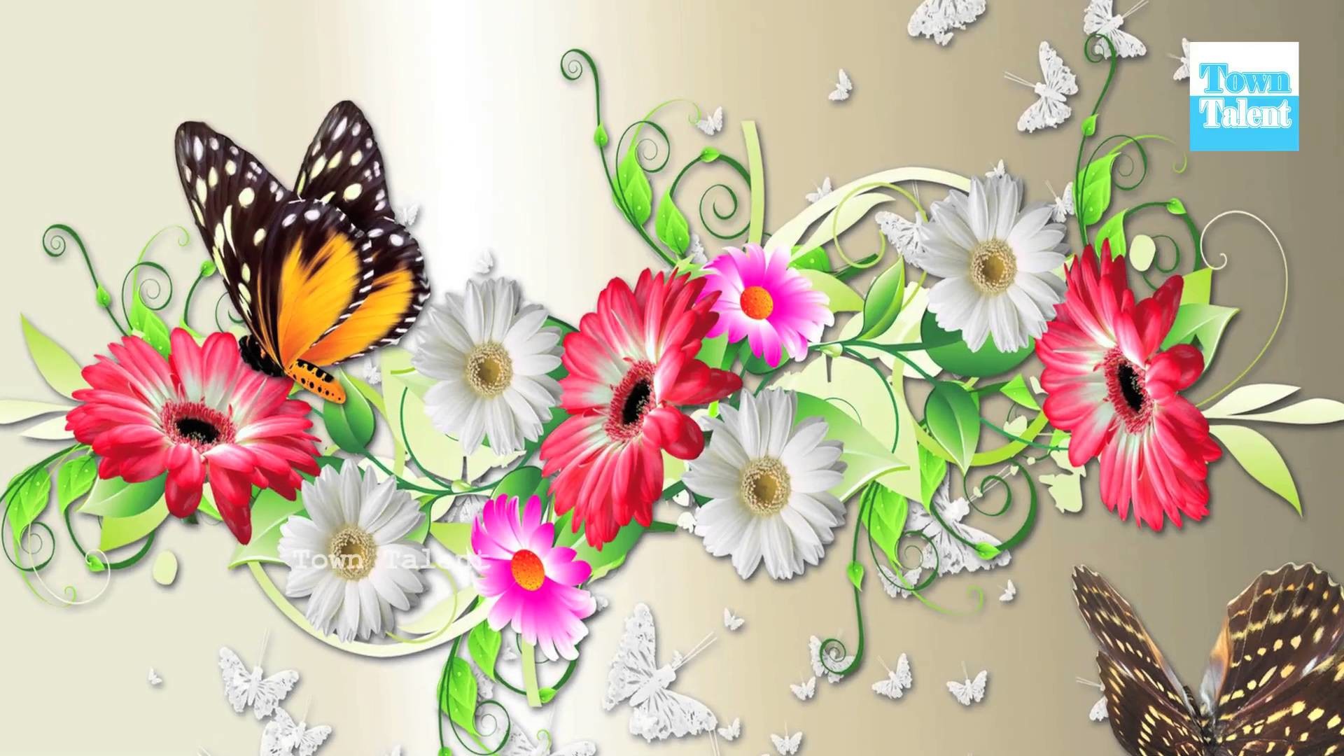 Nice Wallpaper Flower And Butterfly , HD Wallpaper & Backgrounds