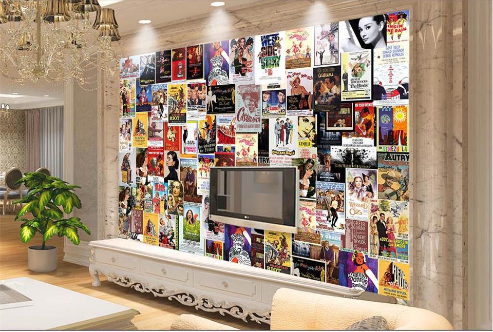 Custom Photo 3d Wallpaper Mural Non-woven Movie Posters - Parede Com Posters De Filmes , HD Wallpaper & Backgrounds