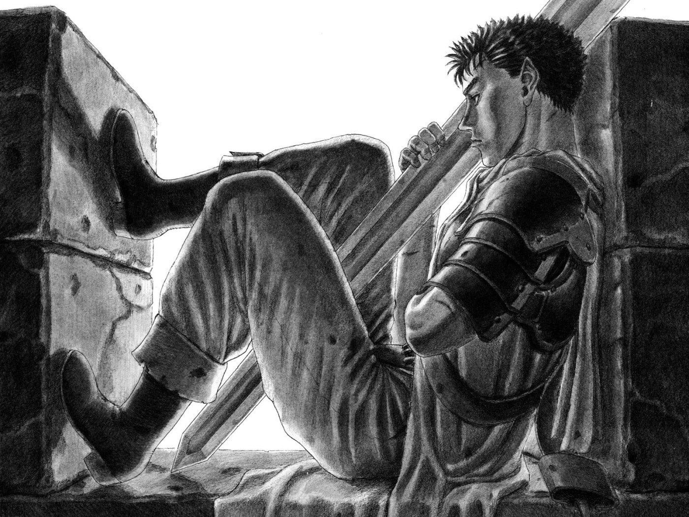 Black And Gray Skull Painting, Berserk, Guts, Manga, - Golden Age Guts Manga , HD Wallpaper & Backgrounds