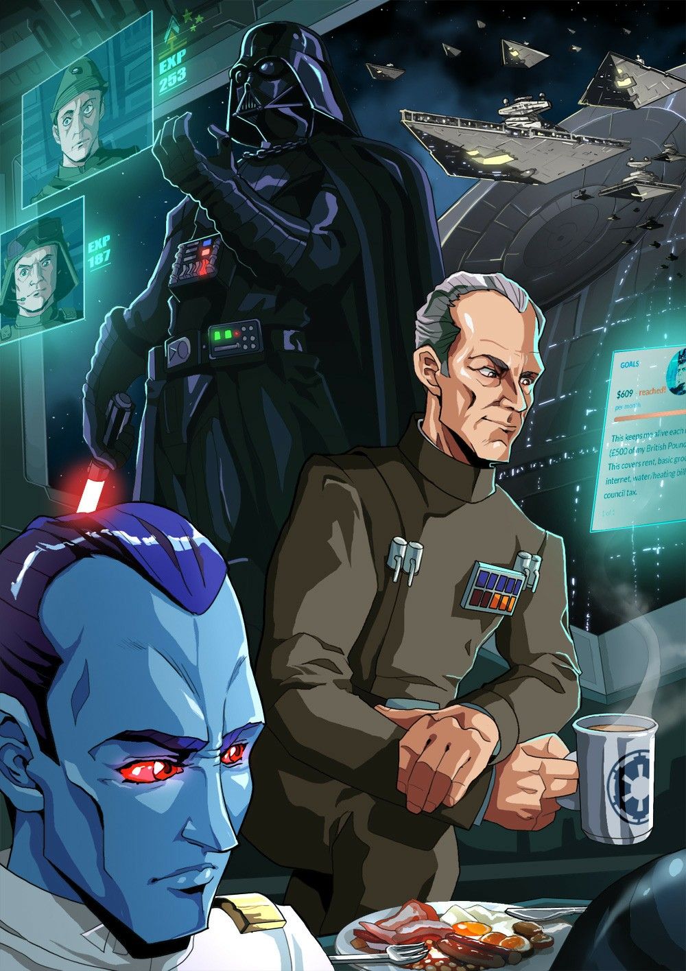 Grand Moff Tarkin, Grand Admiral Thrawn And Lord Vader - Grand Admiral Thrawn , HD Wallpaper & Backgrounds