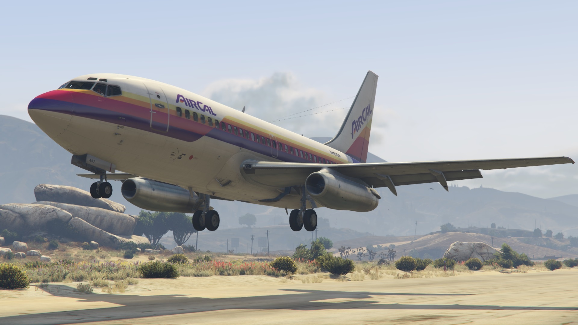 Bfcca9 Gta V Aircal 737 200 Landing At Sandy Shores Boeing 737
