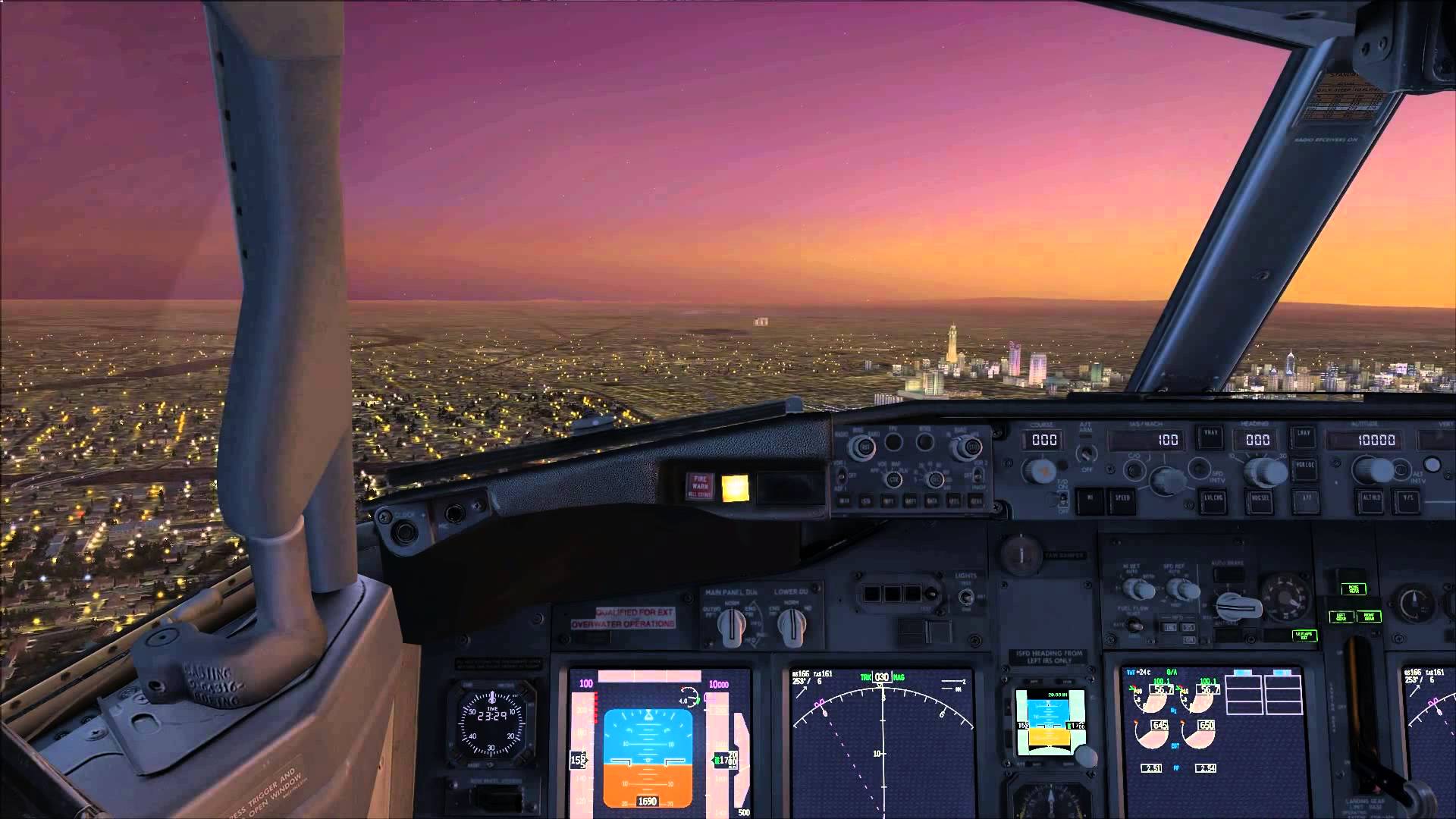 Bangkok Skyline From Cockpit Boeing 737-900 - Boeing 737 Cockpit Wallpaper 4k , HD Wallpaper & Backgrounds