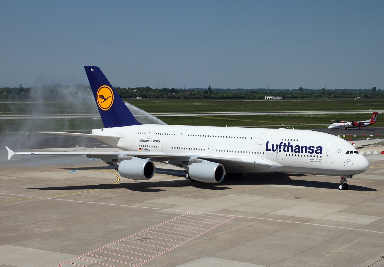 Lufthansa A380 800 D Aima Static At Dusseldorf Airport