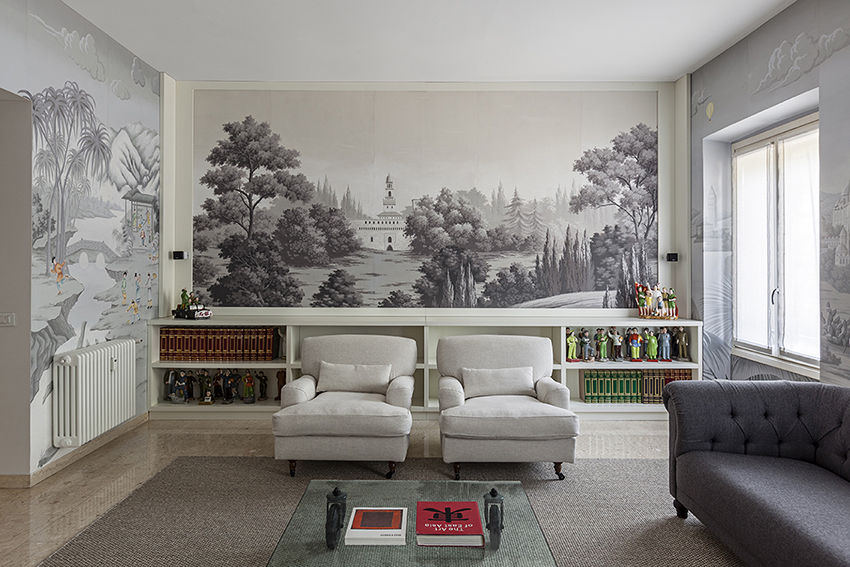 Oriental Wallpaper / Silk / Nature Pattern / Panoramic - Living Room , HD Wallpaper & Backgrounds