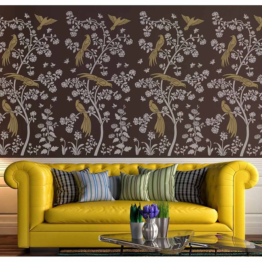 Chinoiserie Panels Stencils For Walls Mural Oriental - Mural , HD Wallpaper & Backgrounds